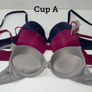 Bundle 3 Pieces Super Push Up Double Padded Bombshell Cup A Bra.